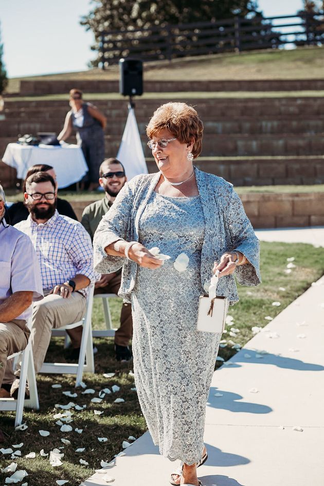 Here comes the groom's gorgeous grandmother, Joyce! 