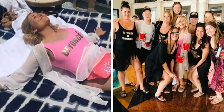 Allie and her bridesmaids in their Bey swimsuits.