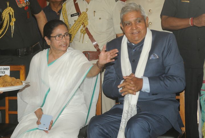 Chief Minister of West Bengal Mamata Banerjee with Governor Jagdeep Dhankhar in a file photo. 