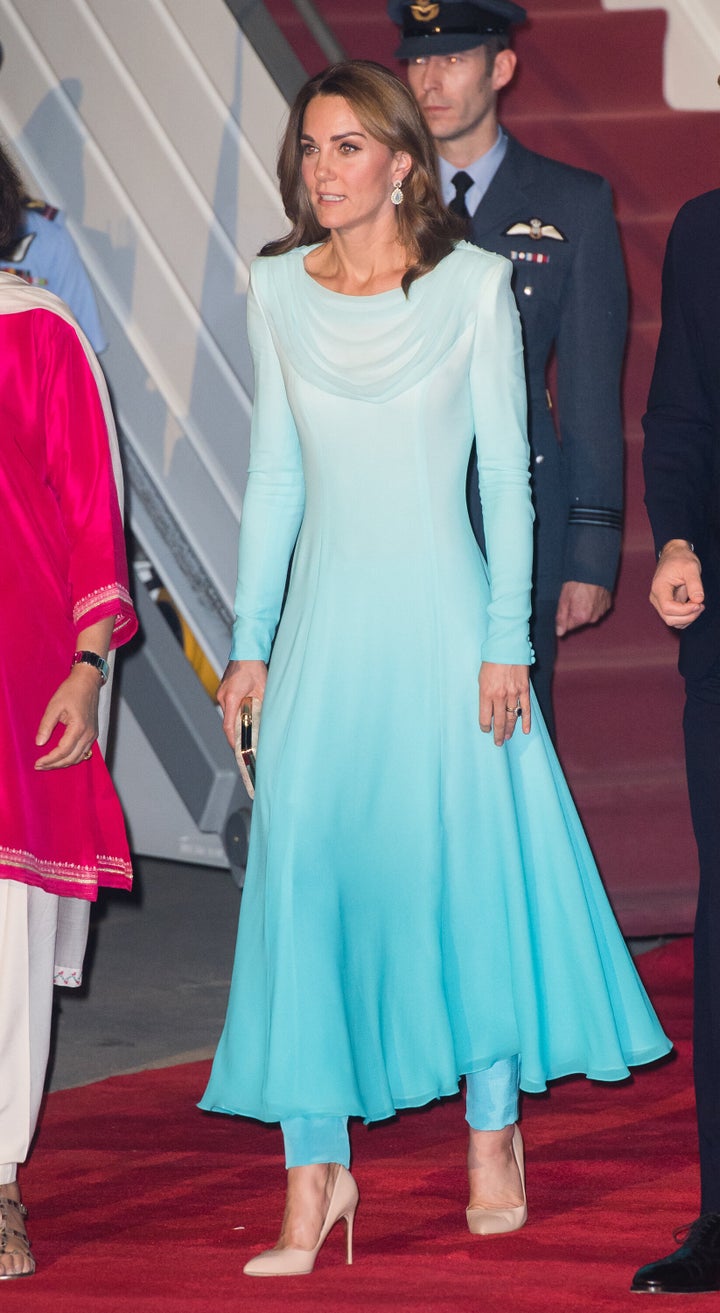 Kate wore the national dress of Pakistan for the start of the royal tour.