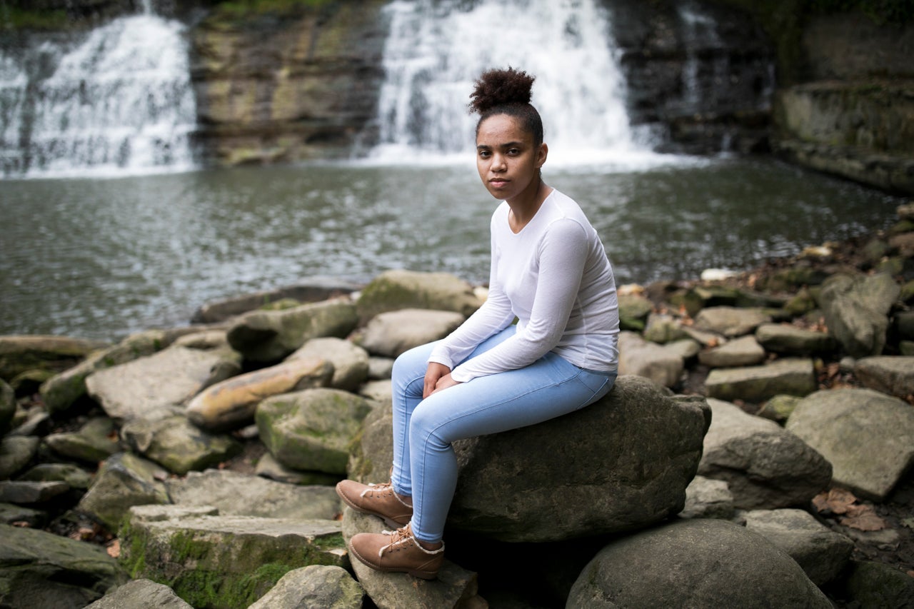 Bresha Meadows poses for a portrait in Chagrin Falls, Ohio.