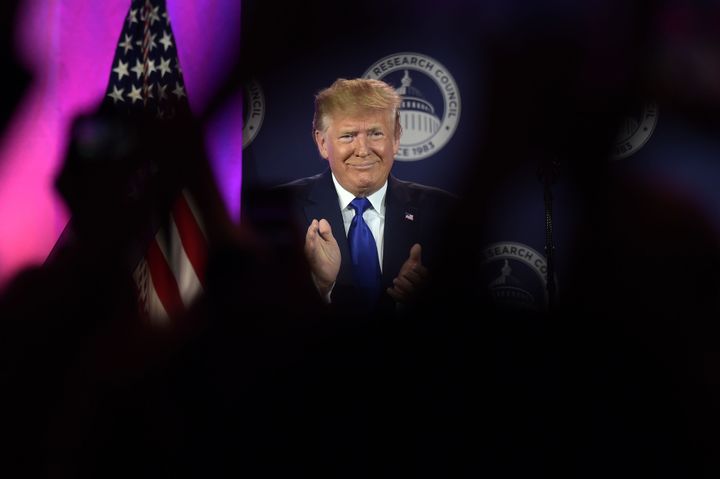 U.S. President Donald Trump speaks at the Values Voter Summit on Oct. 12, 2019, in Washington, D.C.
