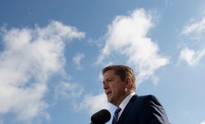 Conservative Leader Andrew Scheer speaks during a campaign stop in Quebec City, on Oct. 15, 2019.