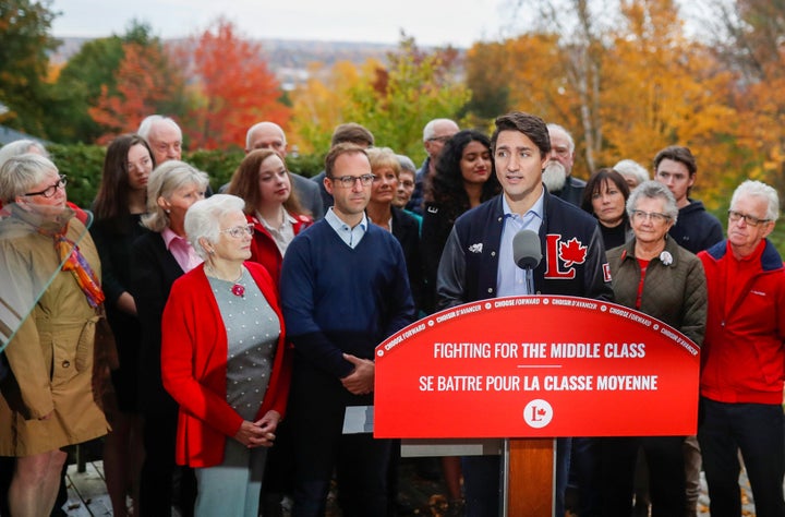 Liberal Leader Justin Trudeau attends an election campaign visit to Fredericton on Oct. 15, 2019.