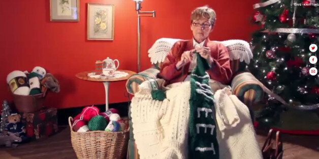 A Calgary-based company has hired a grandmother to 'live-knit' your tweets during the month of December, with the goal of raising money for a local children's charity.