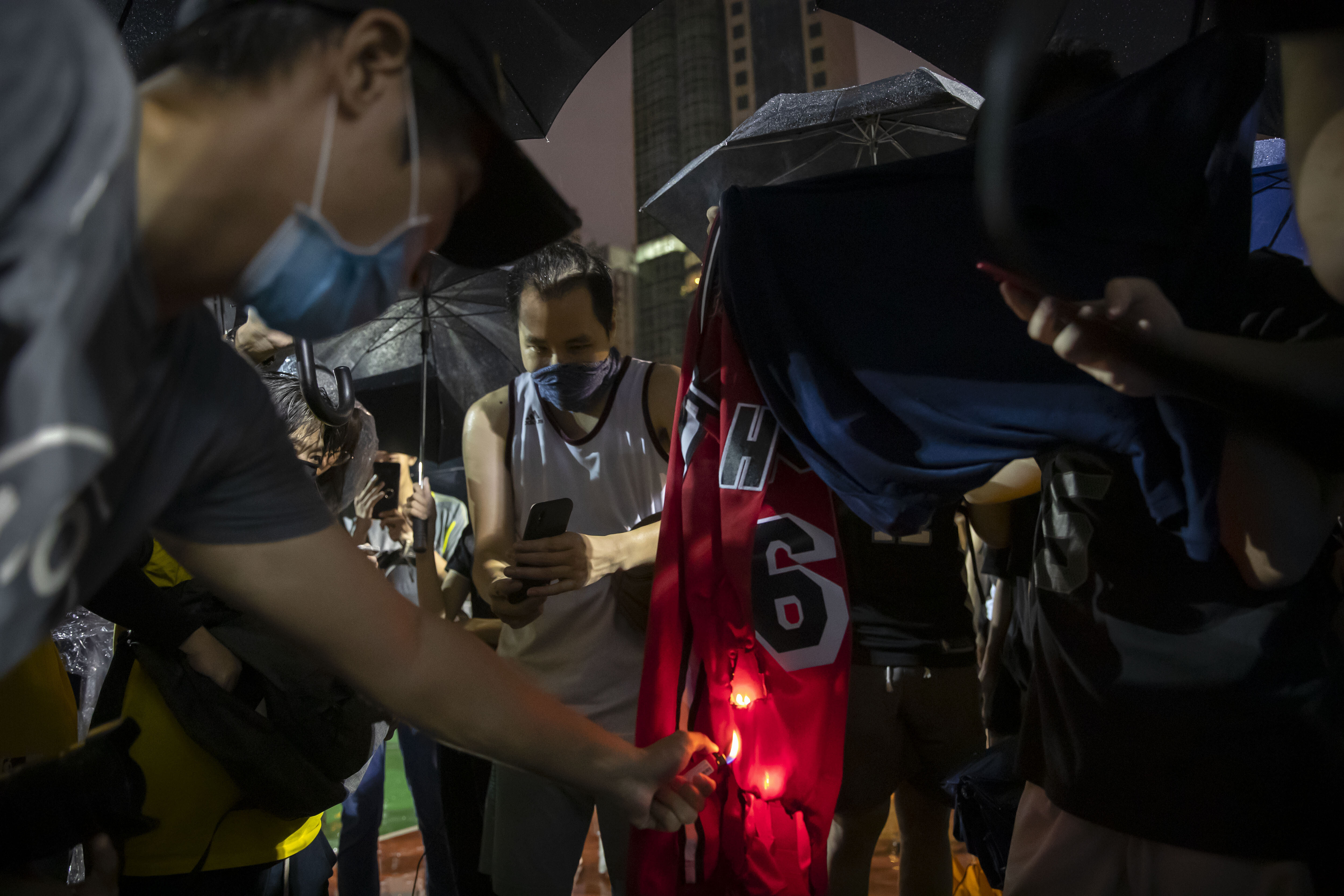 Hong Kong Protesters Burn LeBron James 