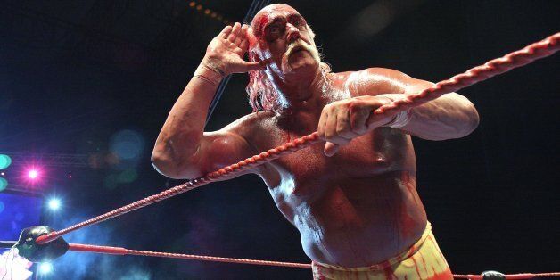 PERTH, AUSTRALIA - NOVEMBER 24: Hulk Hogan in action during his Hulkamania Tour at the Burswood Dome on November 24, 2009 in Perth, Australia. (Photo by Matt Jelonek/WireImage)