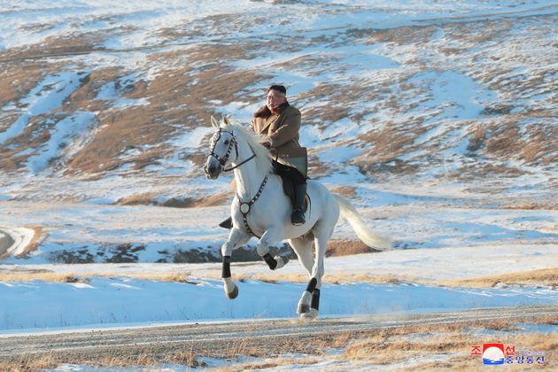 Kim Jong Un Vows To Fight US Sanctions – Whilst Riding A Horse Up A Mountain In The Snow