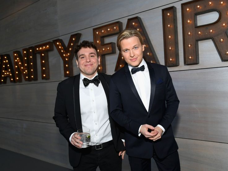 Jon Lovett, left, and Ronan Farrow at the 2019 Vanity Fair Oscar party.