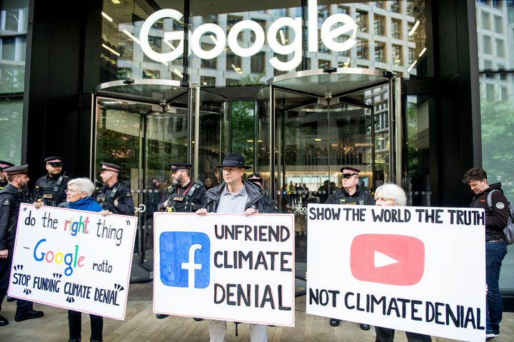 An Extinction Rebellion environmental activist mother group protest outside Google UK HQ 