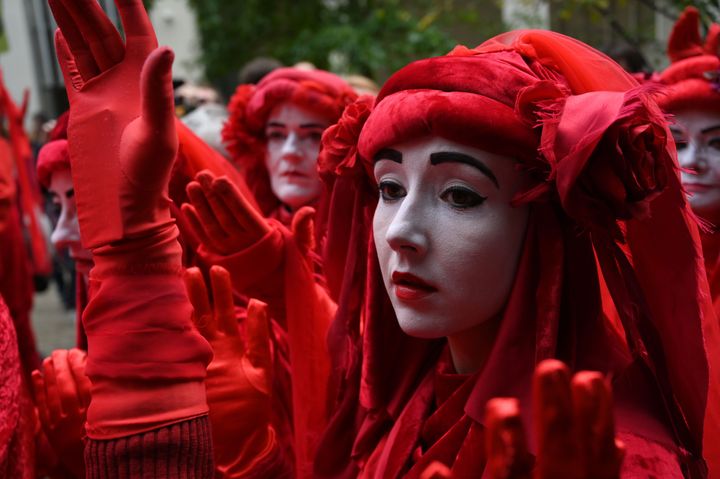 Climate activists protest during the tenth day of demonstrations by the climate change action group Extinction Rebellion
