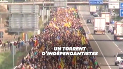 Les images impressionnantes des colonnes de Catalans convergeant vers