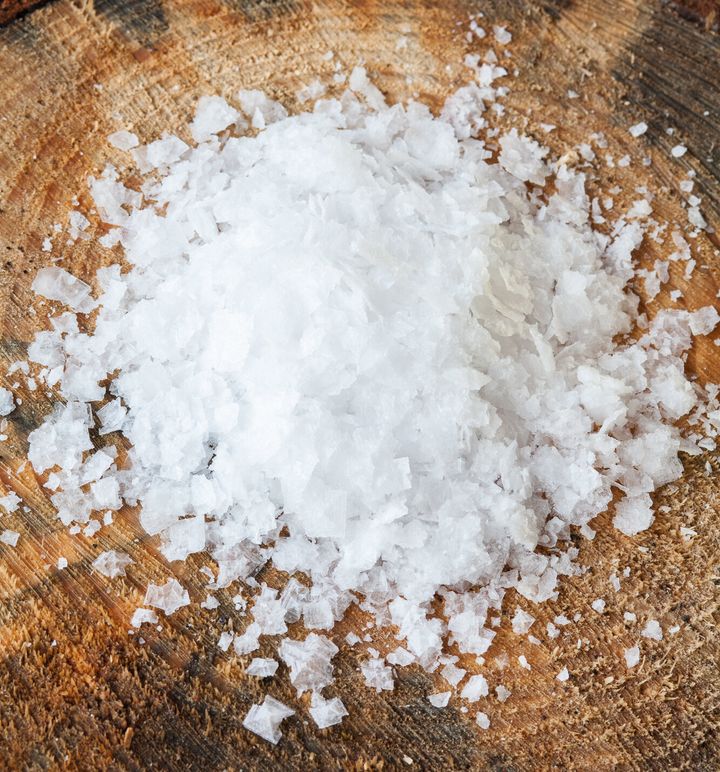 A closeup of Jacobsen's signature pure flake finishing salt.