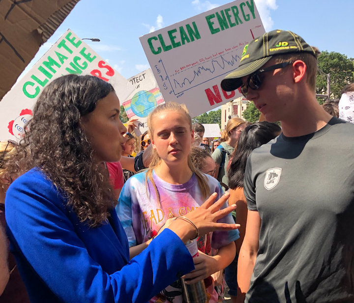 Ohio congressional candidate Morgan Harper at a rally 