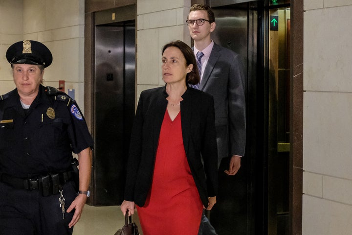 Fiona Hill, a former White House foreign policy adviser, arrives on Capitol Hill on Oct. 14, 2019, to testify before House impeachment investigators.