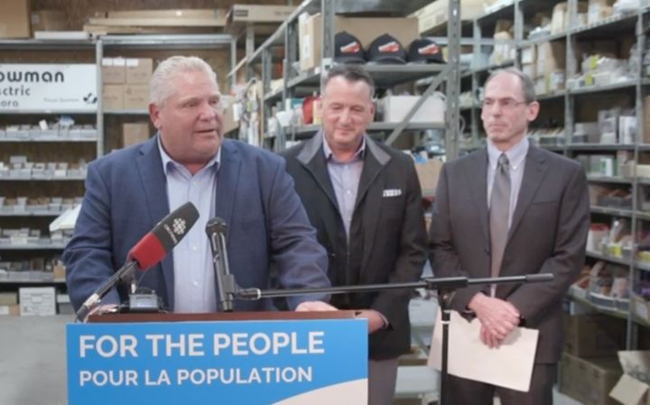 Ontario Premier Doug Ford takes questions after an announcement in Kenora, Ont. on Oct. 16, 2019.