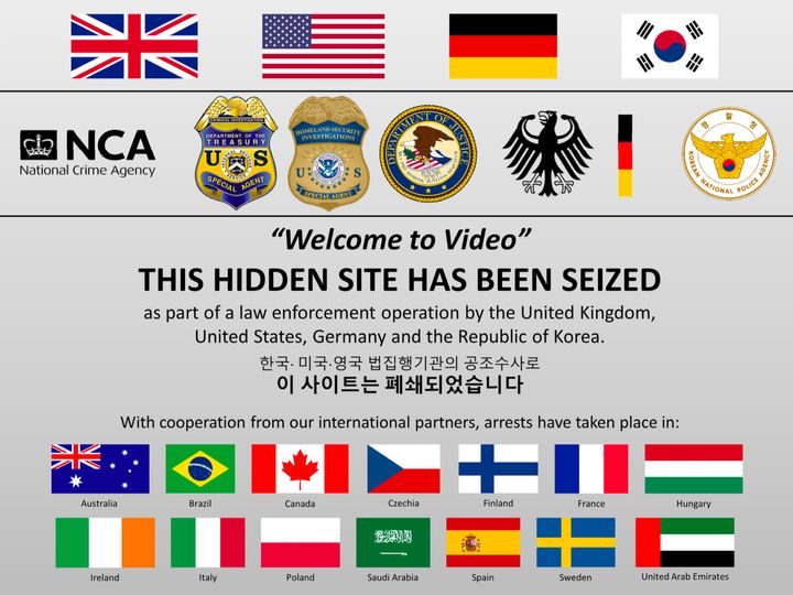The message posted on the Welcome to Video website after it was seized by authorities.