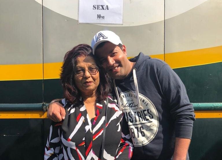 Varun Sharma with his mother.