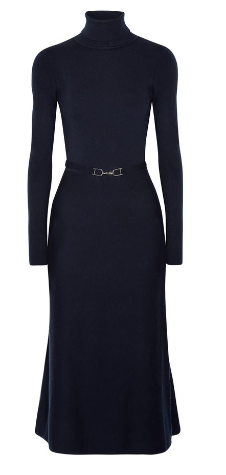 Gabriela Hearst, Betty Open-Back Belted Wool-Blend Midi Dress, $607