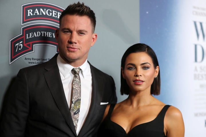 Channing Tatum and Jenna Dewan Tatum arrive at the premiere of "War Dog: A Soldier's Best Friend" in Los Angeles on Nov. 6, 2017.