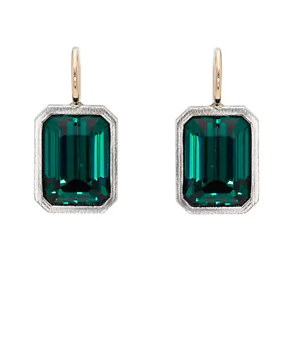 Charmed & Chained, Emerald-Cut Crystal Drop Earrings, $1,500