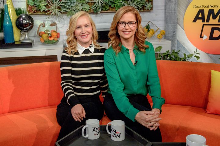 Angela Kinsey and Jenna Fischer on BuzzFeed's "AM to DM" Thursday.