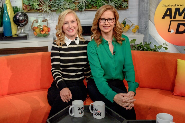 Angela Kinsey and Jenna Fischer on BuzzFeed's "AM to DM" Thursday.