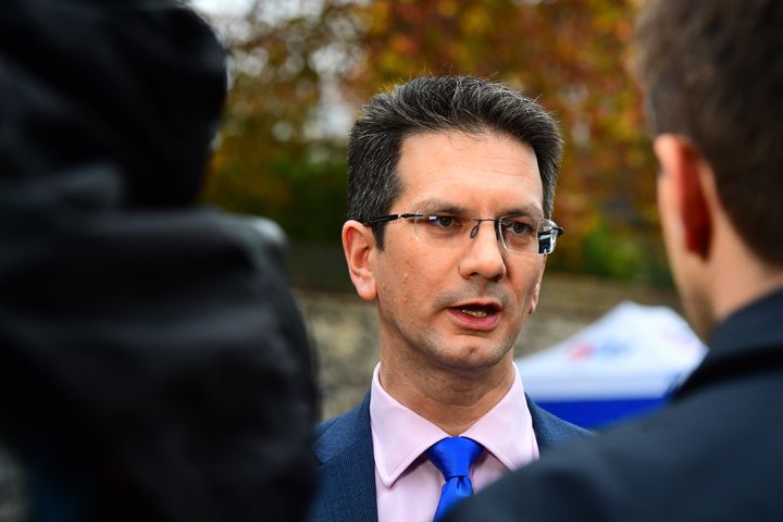 Conservative MP Steve Baker talks to the media in Westminster today.