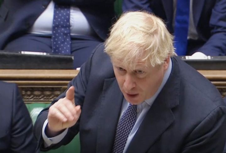 Prime Minister Boris Johnson responds to questions after he delivered his statement on his new Brexit deal in the House of Commons, London, on what has been dubbed "Super Saturday".