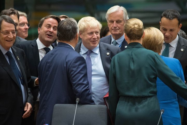 Johnson with EU leaders at the October European Council summit