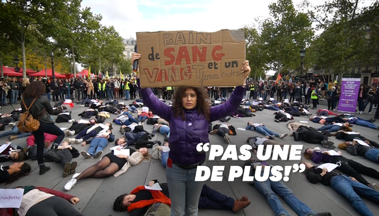 Après le 121e féminicide, les images du “die-in” soulignant un triste cap