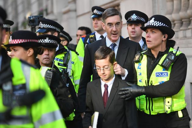 Jacob Rees-Mogg And Andrea Leadsom Had To Be Escorted By Police As They Left Westminster