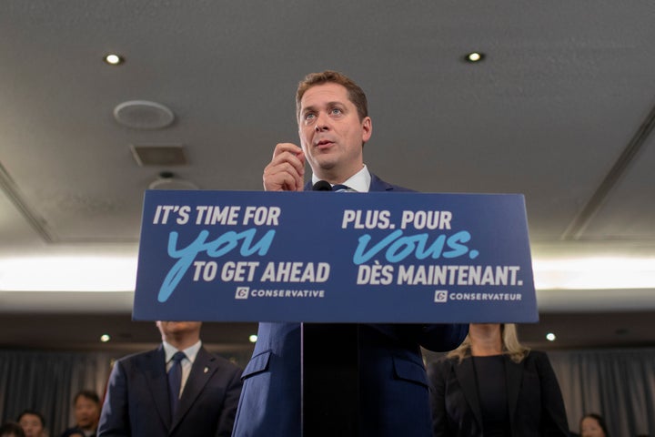 Conservatives Leader Andrew Scheer campaigns for the upcoming election in Toronto on Oct. 19, 2019.