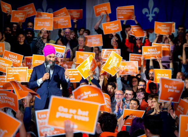 NDP leader Jagmeet Singh speaks during a rally in Montreal, Que., on Oct. 16, 2019.