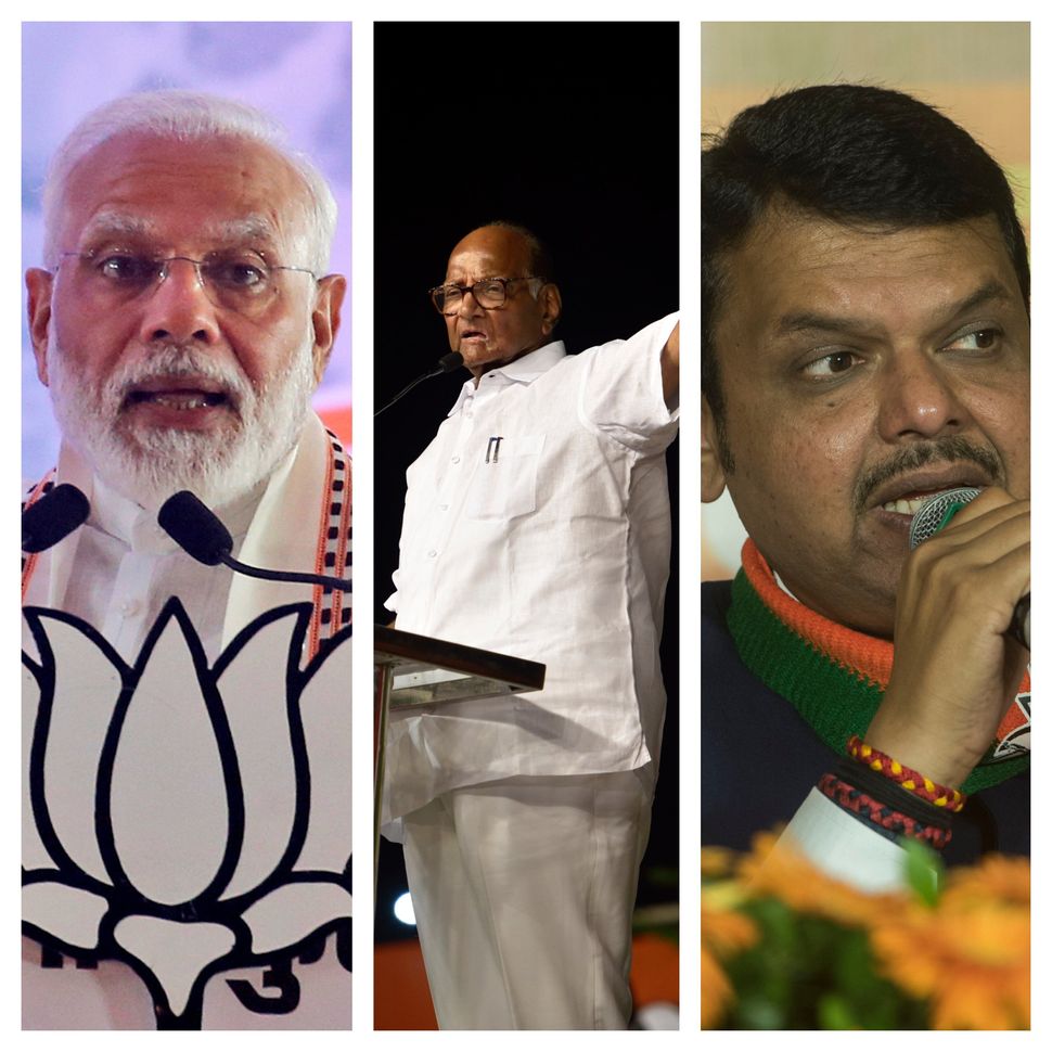 From Left: Prime Minister Narendra Modi, National Congress Party supremo Sharad Pawar and Maharashtra Chief Minister Devendra Fadnavis. The three politicians campaigned most aggressively during the assembly election. 
