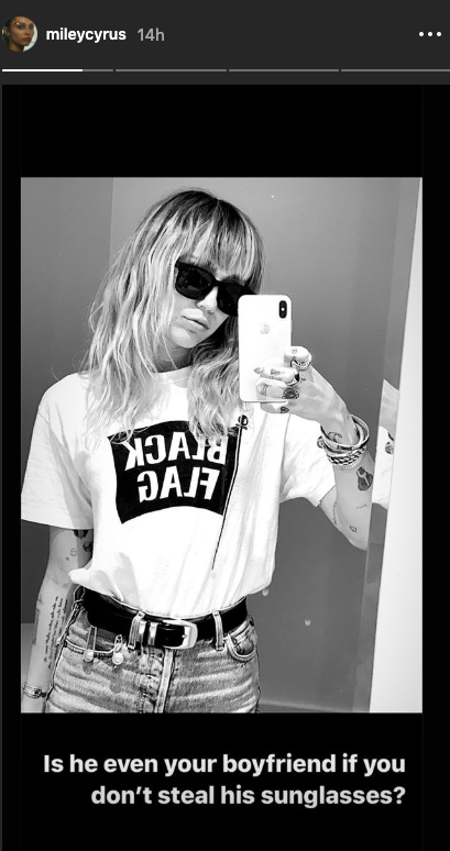 Miley seemed to be missing her boyfriend.