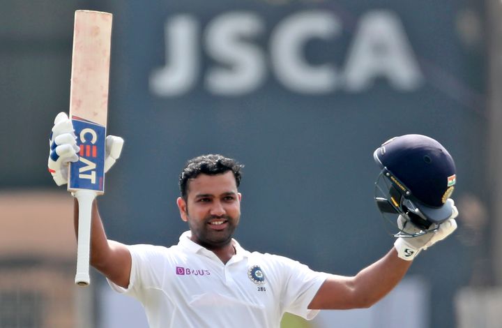 Rohit Sharma after scoring double century during the second day of third and last cricket test match between India and South Africa in Ranchi on October 20, 2019. 
