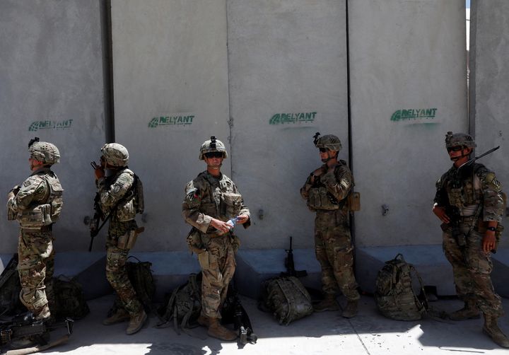 There are roughly 12,000 U.S. troops left in Afghanistan, the top American commander in Afghanistan said Monday. U.S. troops are seen at an Afghan National Army Base in Logar province, Afghanistan, last year.
