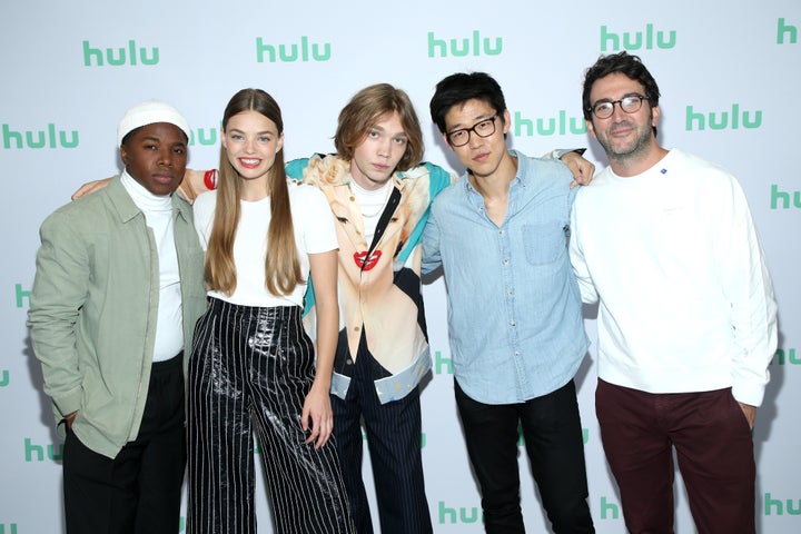 Denny Love, Kristine Froseth, Charlie Plummer, Jay Lee, and Josh Schwartz of "Looking for Alaska" attend the Hulu 2019 Summer TCA Press Tour at The Beverly Hilton Hotel on July 26, 2019 in Beverly Hills, California.