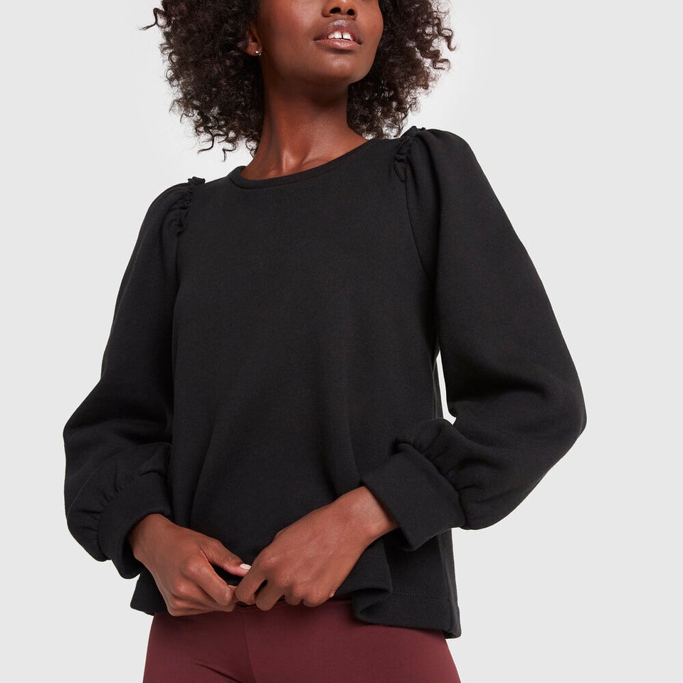 SHEIN Clasi Plus Notch Neck Puff Sleeve Blouse