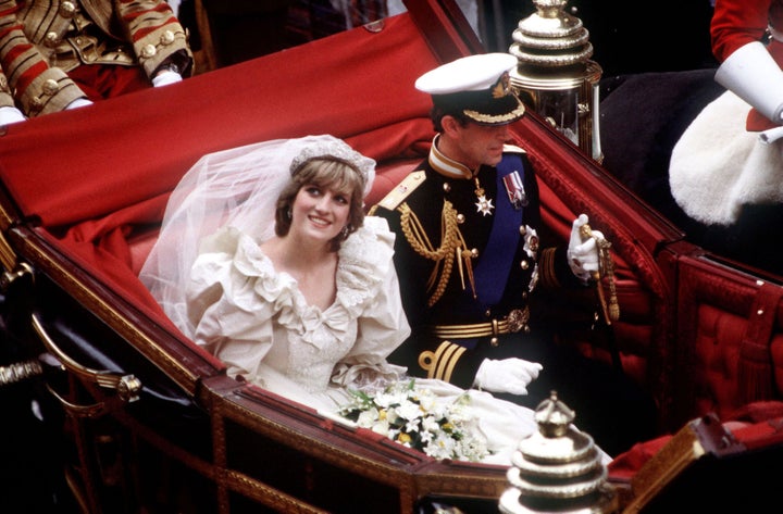 Princess Diana of Wales wore exaggerated puff sleeves at her wedding to Prince Charles in 1981.