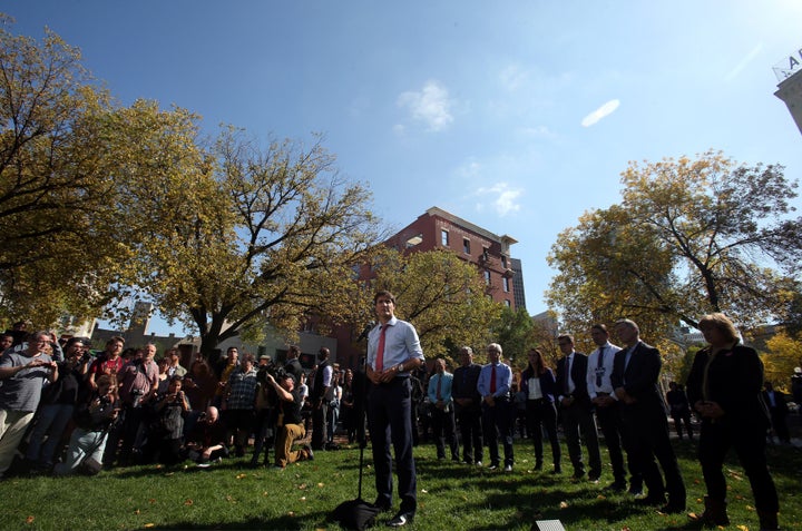 Justin Trudeau holds a news conference in Winnipeg on Sept. 19, 2019 to address his use of blackface.