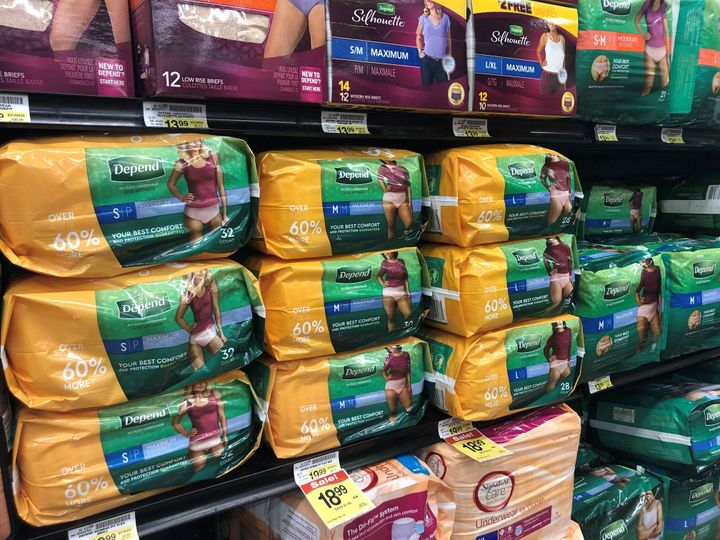 Incontinence pads and underwear are displayed at a grocery store in Chicago, Illinois, U.S. October 11, 2019.