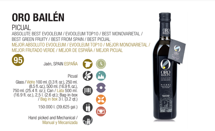 Aceite de oliva virgen extra Oro Bailén Picual.