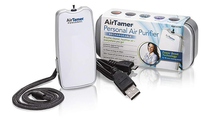 The Air Tamer portable air purifier can even be worn around your neck.