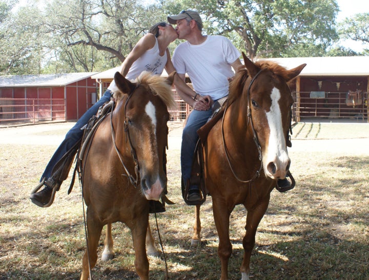 Brown and her husband Nathan taking a ride.