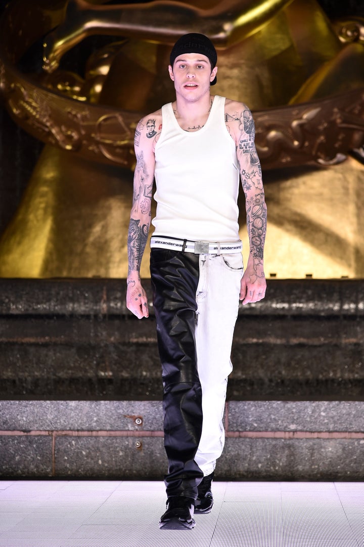 Pete Davidson walks the runway during the Alexander Wang Collection 1 fashion show in May 2019. 