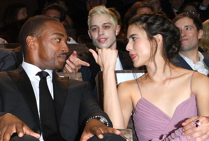 Anthony Mackie, Pete Davidson and Margaret Qualley attend the "Seberg" screening during the 76th Venice Film Festival.