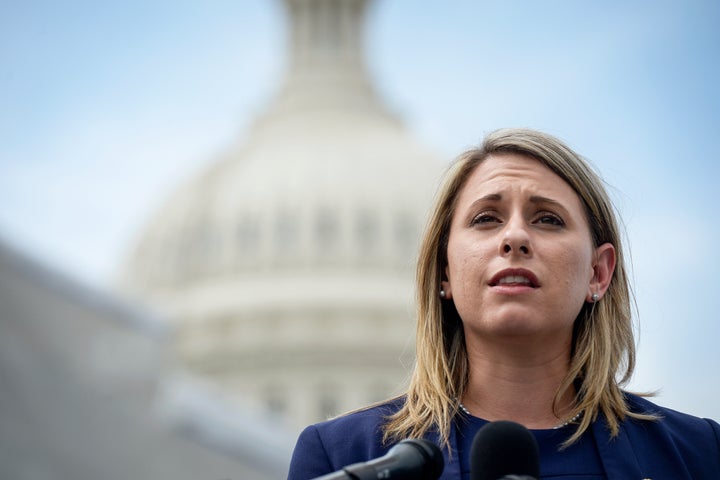 Rep. Katie Hill (D-Calif.) speaks at a press conference outside of the Capitol on Tuesday June 25, 2019.