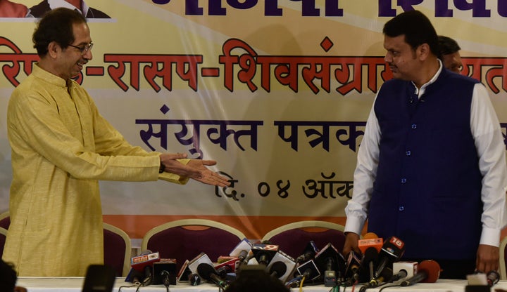 Shiv Sena chief Uddhav Thackeray (left) BJP's Devendra Fadnavis in Mumbai earlier this month.